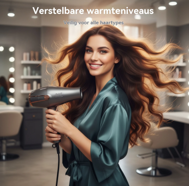 Sèche-cheveux professionnel RAF R.4505 - Noir - 2 200 W - Silencieux, air froid, 2 embouts