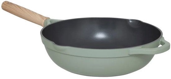 Casserole 5Five avec couvercle en verre - Compatible avec tous les types de plaques de cuisson - vert/beige - D28 x H13 cm - Sauteuse