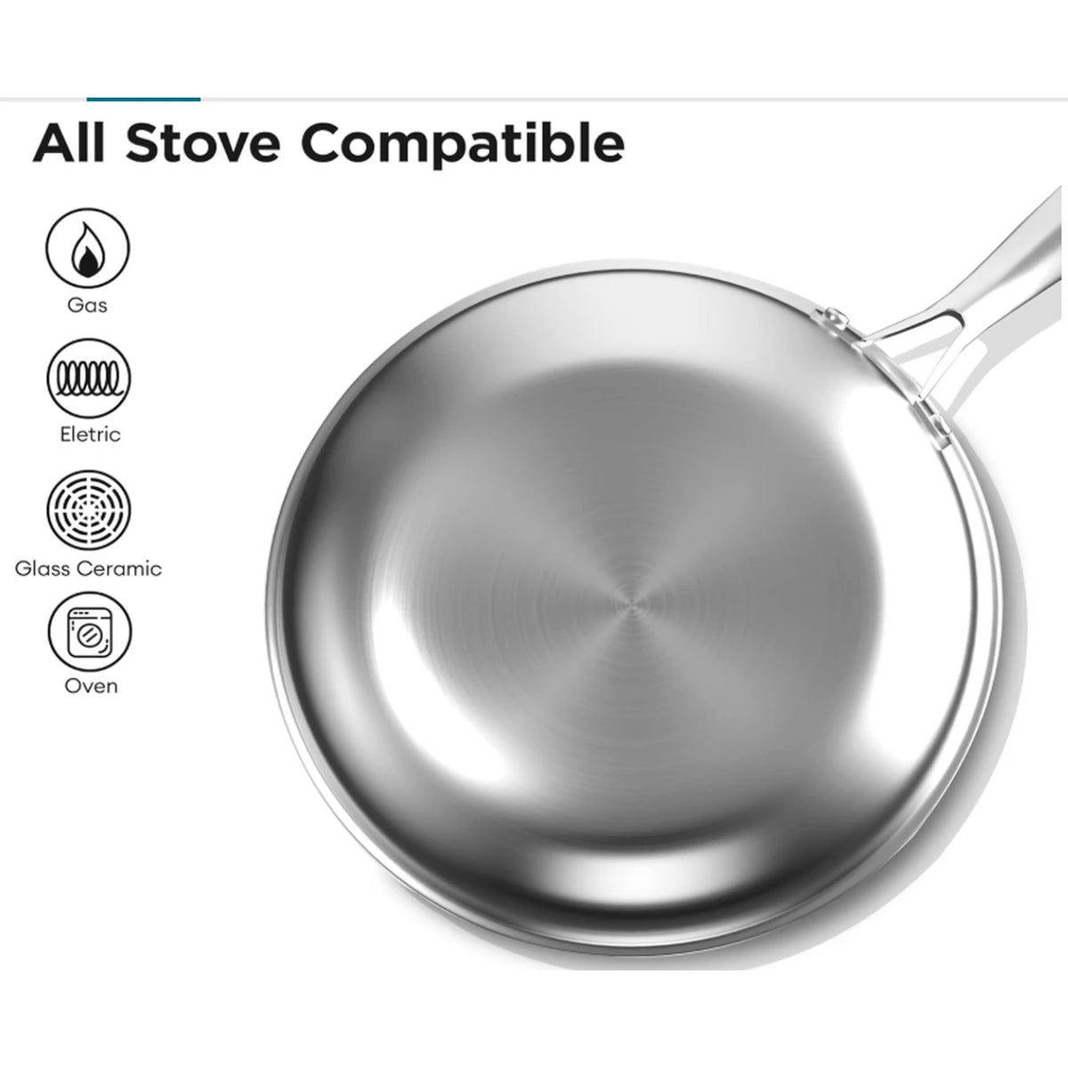 Poêle wok COOKER KING - 26 cm - acier inoxydable à 3 couches - revêtement antiadhésif