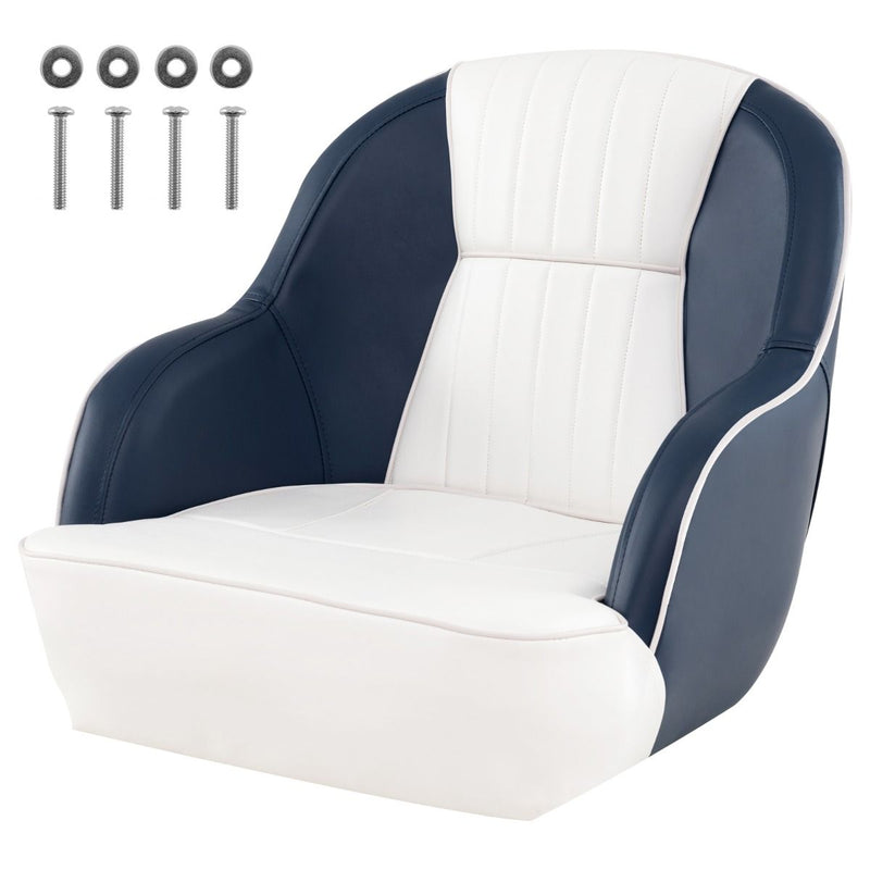 Siège de capitaine Coast pour bateau - rembourrage en mousse épaisse - cuir PVC imperméable - bleu et blanc