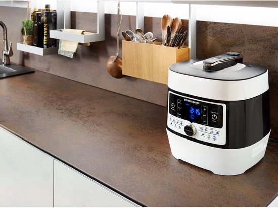 Autocuiseur multifonction Rommelsbacher « Mein Hans » MD 1000 – 14 programmes – Cuisson rapide, Cuisson du riz, Sauté, Cuisson à la vapeur, Cuisson lente, Cuisson sous vide, Cuisson au four et rôtissage, Friture – 6 litres