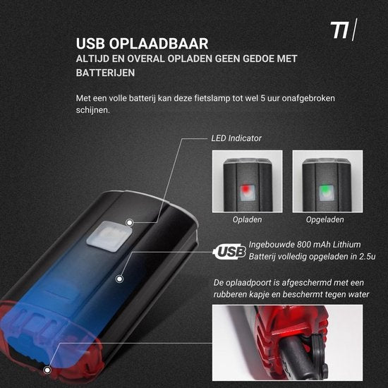 Lampe de vélo LED pour casque - Lampe avant et arrière pour casque - rechargeable par USB, lampe de vélo étanche, noire