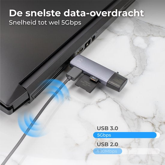 Nuvance - Lecteur de carte SD - Clé USB - Lecteur de carte SD USB C - Lecteur de carte - Micro USB - Lecteur de carte mémoire - Adaptateur Micro SD - Lecteur de carte SD - Lecteur de carte Micro SD - USB 3.0 - Convient à tous les Smartphones et Ordinateur