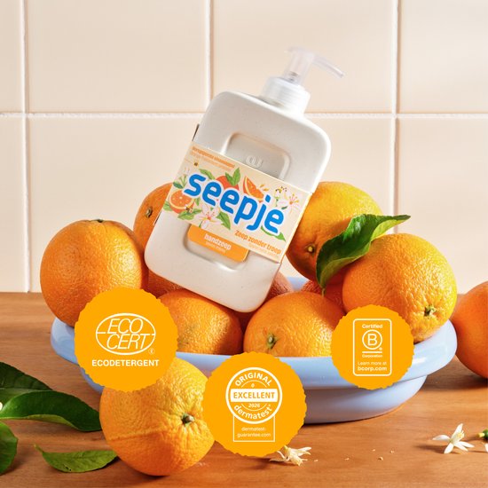 Seepje - Savon pour les mains au parfum d'orange fraîchement pressée - 8 x 300 ml - Lot économique