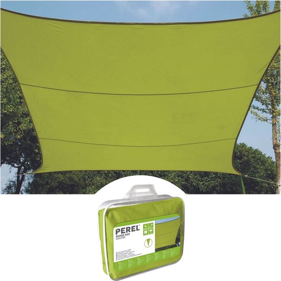 Perel Toile d'ombrage, hydrofuge, 3,6 x 3,6 m, 160 g/m², polyester, carré, vert lime