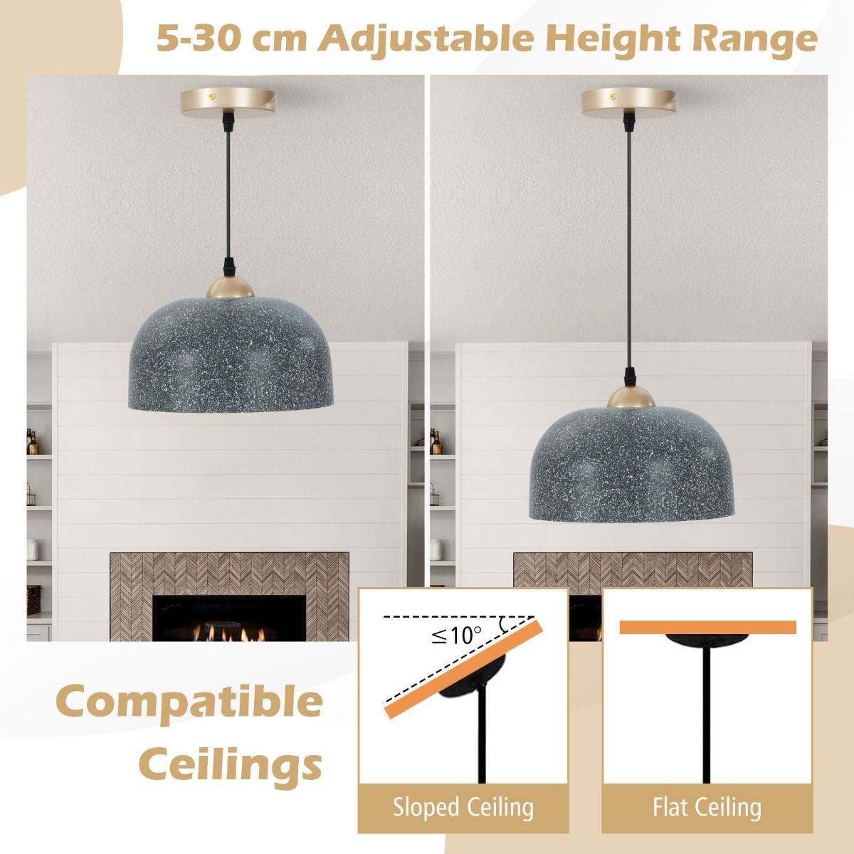 Suspension Coast - câble de suspension réglable - lustre moderne - gris - 25,5 x 118 cm