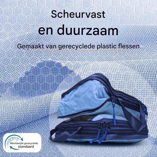 Lot de 7 cubes de rangement - avec système de compression pour valise et sac à dos, sac de rangement inclus, Mariner's Azure - Bleu