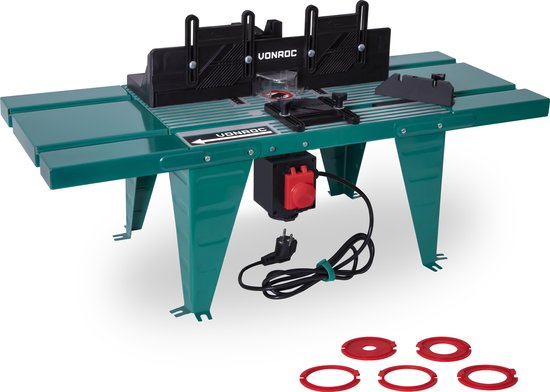 Table de fraisage universelle - VONROC - Pour défonceuse – Compatible avec défonceuses jusqu’à 155 mm de diamètre et 1800 W max - vert