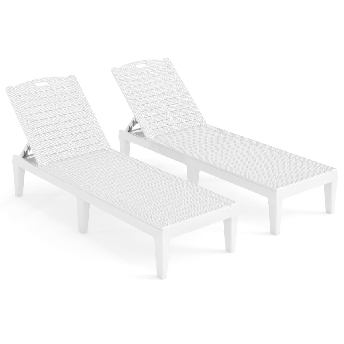 Ensemble de 2 chaises longues Coast - dossier réglable - plastique résistant aux intempéries - blanc