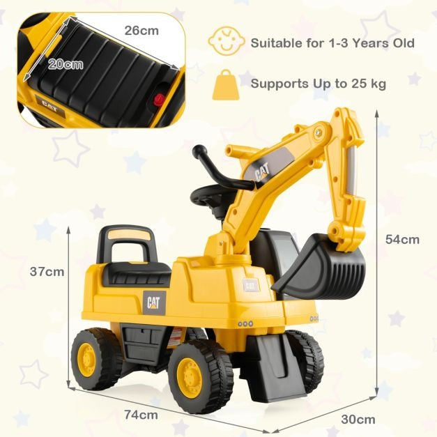 Coast Toy excavateur pour enfants - Véhicule de construction avec godet rotatif - 1-3 ans - Maximum 25KG - Jaune