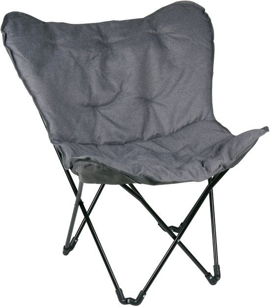 Chaise pliante Camp Active « Butterfly Chair » - Avec sac de transport - Chaise de camping avec assise confortable - Chaise pliante légère - 70 x 60 x 90 cm - Gris