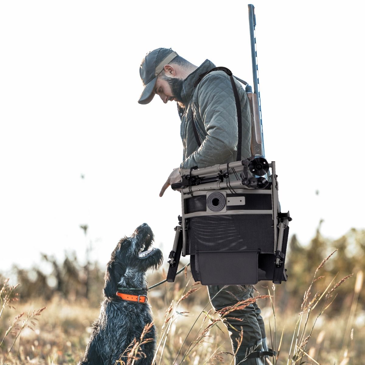 Fauteuil de chasse Coast - pivotant à 360° - pieds et accoudoirs réglables - noir et gris