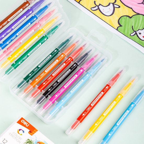 Feutres doubles Deli - 12 couleurs