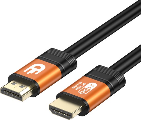 Câble HDMI Drivv. Premium 2.1 - Ultra HD - 8K 60 Hz - 4K 120 Hz - Compatible avec les consoles de jeux - 15 mètres - Orange