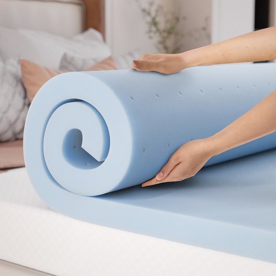 CozySense® Basic Topper Mattress 180x200 - Sur-matelas - Sur-matelas - Structure Opencell en mousse à mémoire de forme au gel - CertiPUR® - Fermeté moyenne - 6 cm