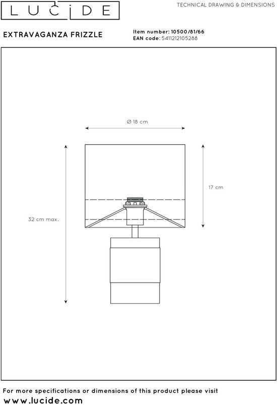 Lucide EXTRAVAGANZA FRIZZLE - Lampe de table - Ø 18 cm - 1xE14 - Rose