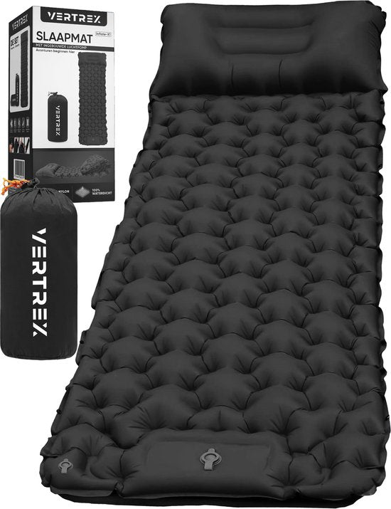 Vertrex Inflate-X1 Matelas de couchage avec pompe intégrée - Airbed - 1 personne - Night Black
