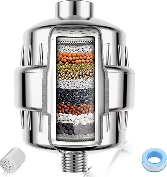 Toivo Shower Filter - 17 Stages - Silver - Filtre à eau pour pomme de douche - Filtre de douche - Filtre de robinetterie
