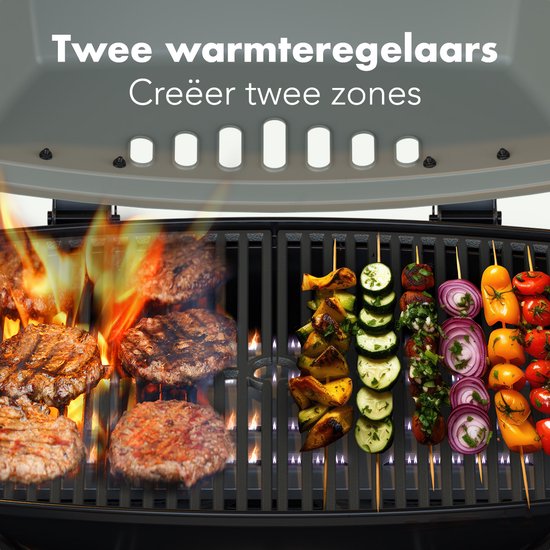 KitchenBrothers Gas BBQ - Barbecue de table et sur pied - Barbecue de table - Antiadhésif - Surface de grillade 37x48 cm - Noir