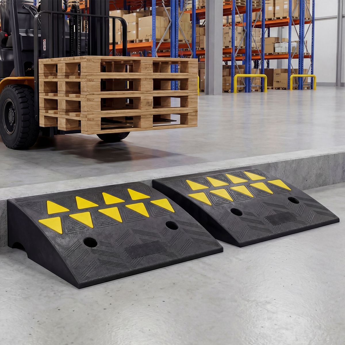 Coast Rampe d'accès, lot de 2 - capacité de charge de 15 tonnes - antidérapante - noir/jaune - 48 x 33 x 13 cm