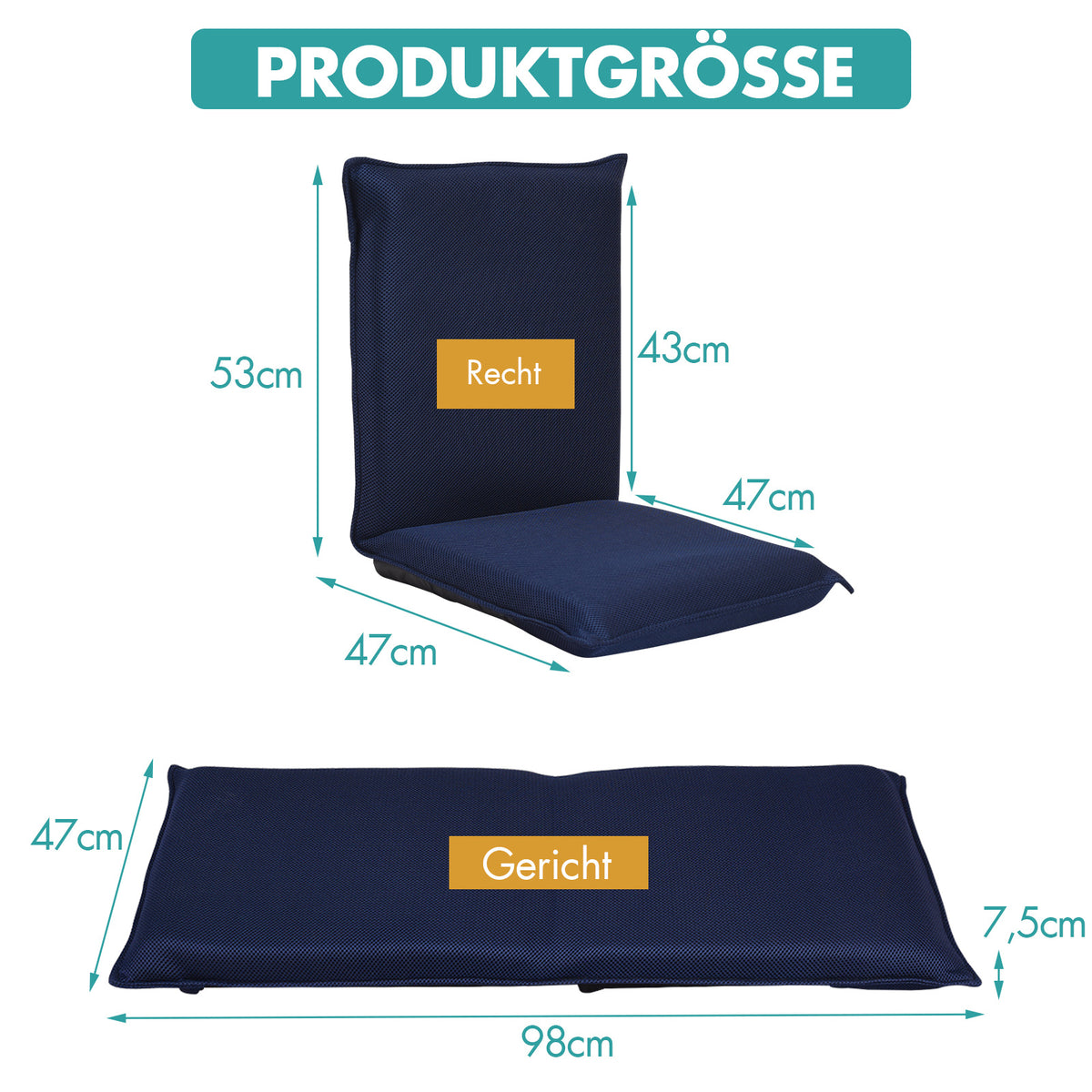 Coast Chaise au sol réglable - 47 x 44 x 53 cm - Bleu