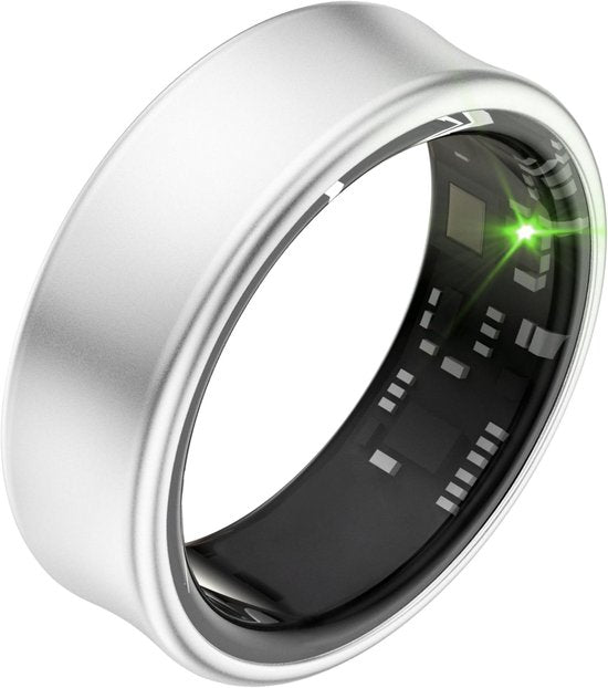 Focus® S2 Smart Ring - Argent - Taille 8 - AI Coach - Fréquence cardiaque - Cycle menstruel - Moniteur de sommeil - Score de récupération - Smart Ring - Performance sportive - Podomètre - Etanchéité IP68 - Mesure de l'O2 - Femmes - Hommes - Wearables - Et