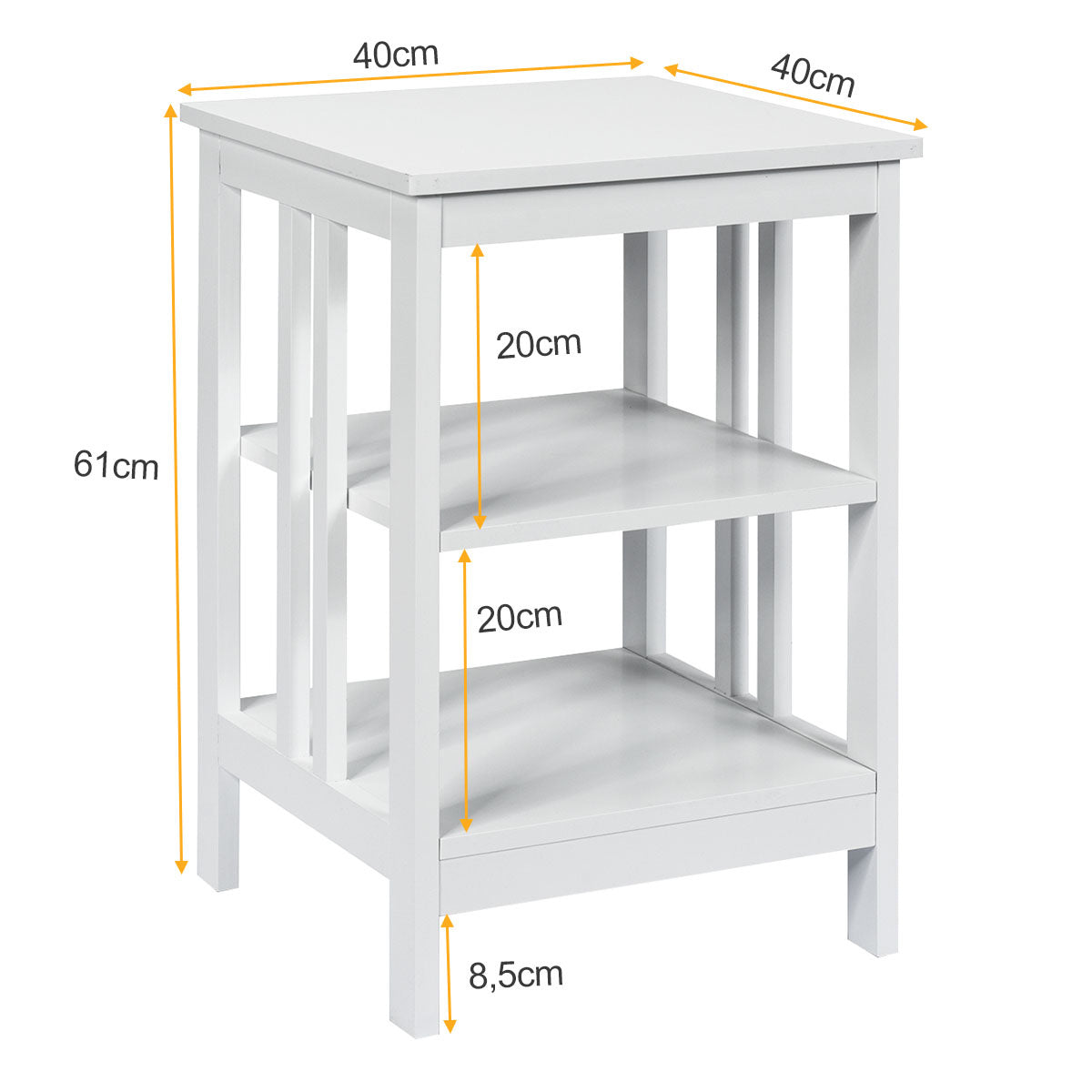 Coast Table de chevet 3 jours Table basse Sofatic pour les chambres 40 x 40 x 61 cm blanc
