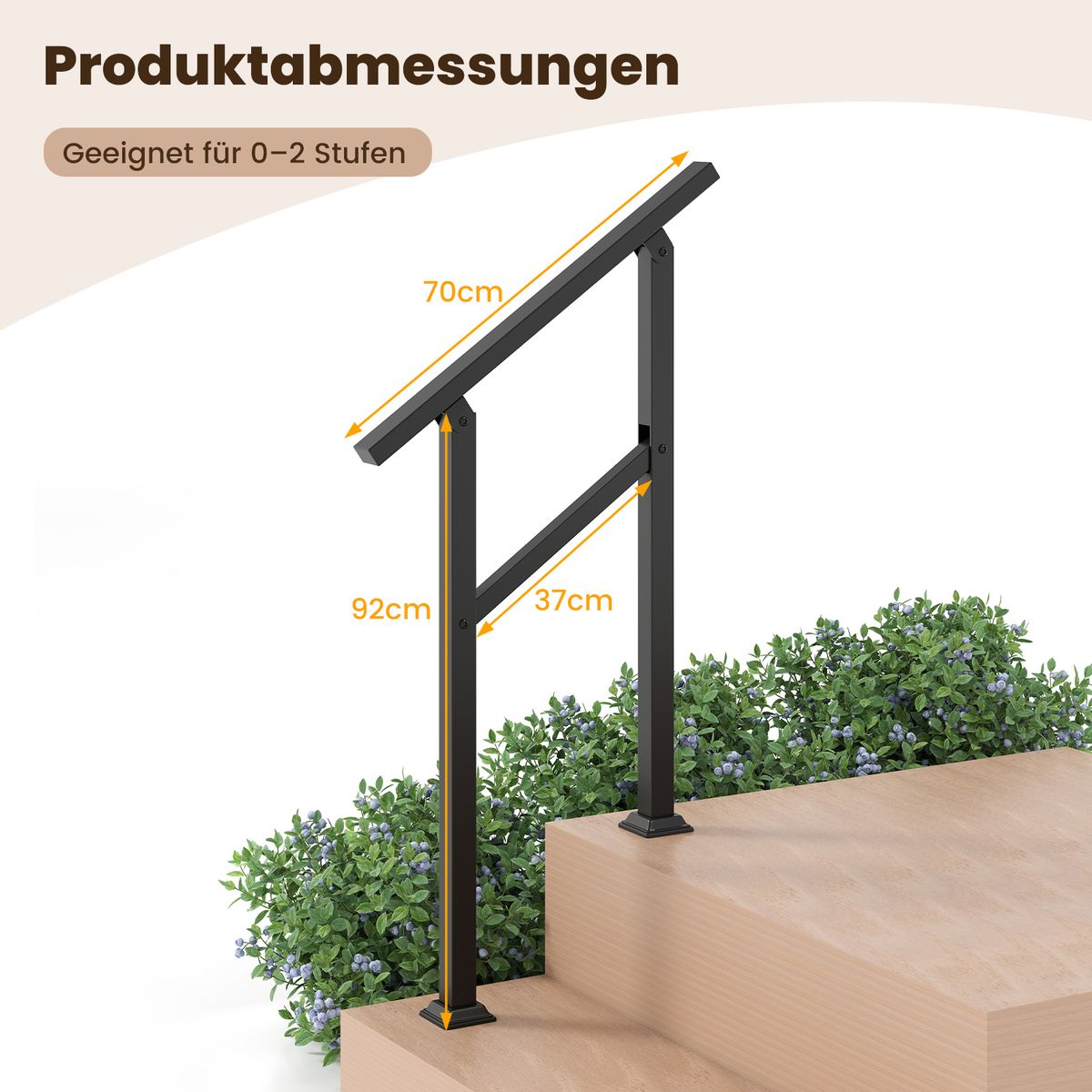 Mains courantes Coast - fixation latérale - angle réglable - noir - 70 cm