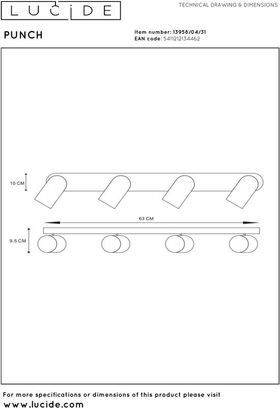 Lucide PUNCH - Spot de plafond (lampe de plafond) - 4xGU10 (MR16) - Blanc