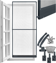 tectake® Porte moustiquaire 95 x 210 cm – Moustiquaire avec cadre en aluminium – Personnalisable – Toile anti-moustiques en fibre de verre – Résistante aux intempéries et aux UV – Matériel de montage inclus – Anthracite
