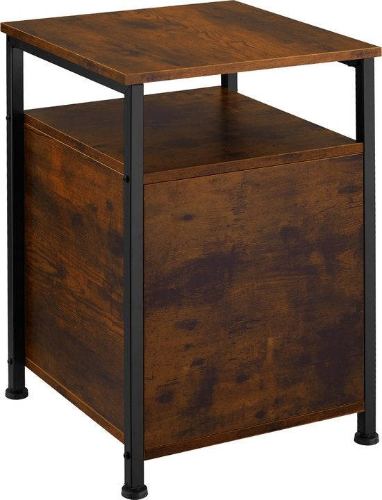 tectake - Buffet liège industriel foncé - table de nuit, armoire de chambre - 404221