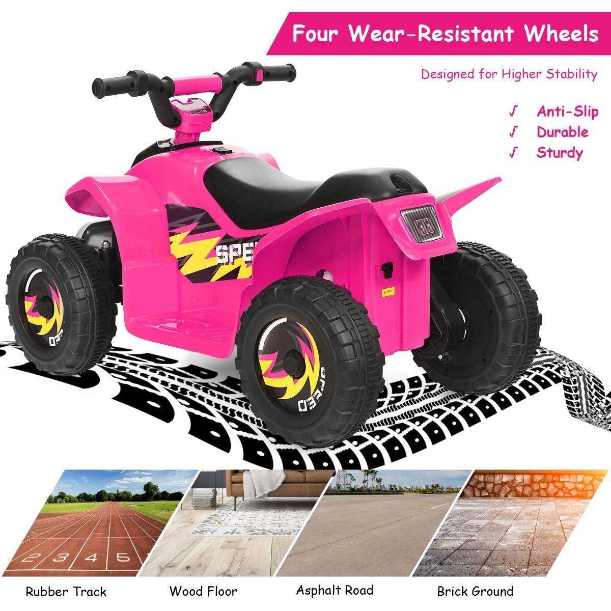Coast Stroller Mini Electroquad 6 V Battery-Operated Quad 2.8-4.6 km/h Pink Pink
