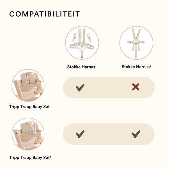 Stokke Harness2 - Beige - Compatible uniquement avec le Tripp Trapp Baby Set2 - 6 à 36 mois - Facile à installer et à utiliser