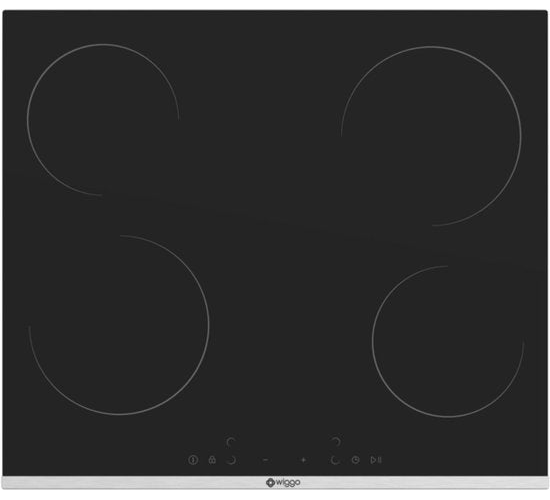 Wiggo WH-E614G(B) - Table de cuisson à induction encastrable - 60 cm - 4 zones de cuisson - Commande par curseur - Monophasé, sans fiche - Garantie 5 ans - Noir