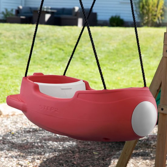Step2 Rocket Swing for Two Rouge - Balançoire fusée pour deux personnes - Ceintures de sécurité réglables - Facile à monter et à descendre - Plastique résistant