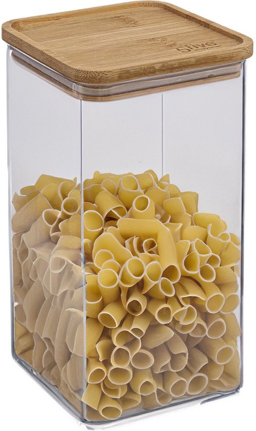 5Five - Bocal de conservation pour la cuisine - Berlino - plastique/bambou - 1 500 ml - alimentaire - 10 x 20 cm