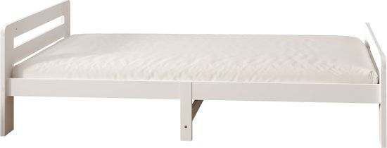 Lit d'enfant Sunny Olla – 200 x 90 – 205,5 x 98 x 61 cm – Lit pour tout-petits (filles et garçons) – 100 % bois certifié FSC – Avec sommier à lattes – Matelas non inclus – Blanc