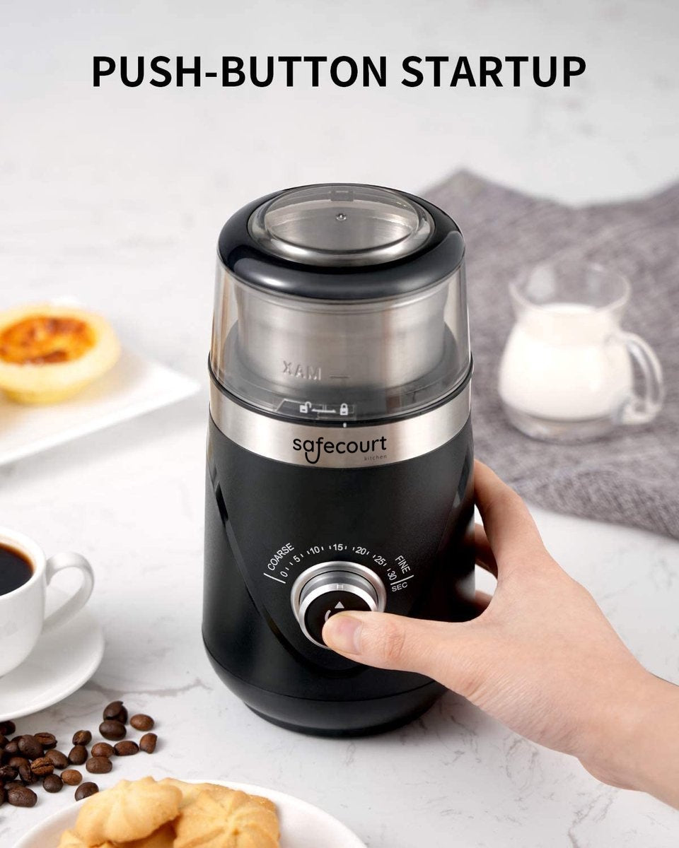 Safecourt Kitchen Electric Coffee Grinder pro - Moulin à café électrique de haute qualité - Noir