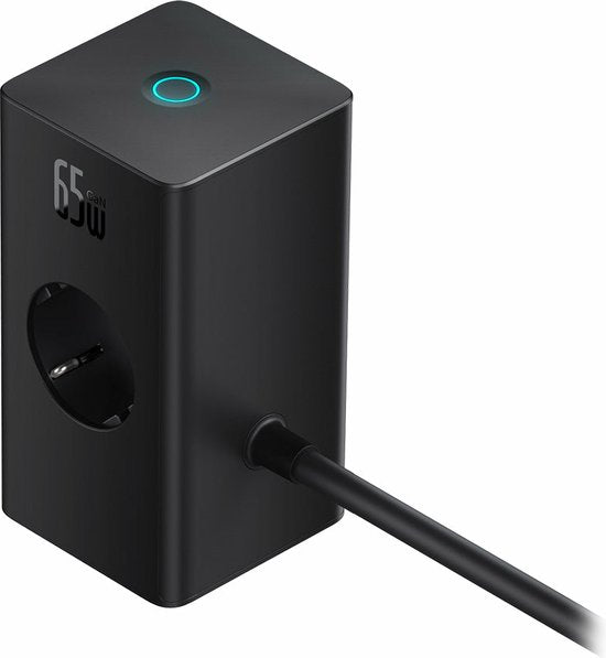 Station de recharge rapide Baseus GaN 65 W avec prises CA/USB-C/USB-A, noire