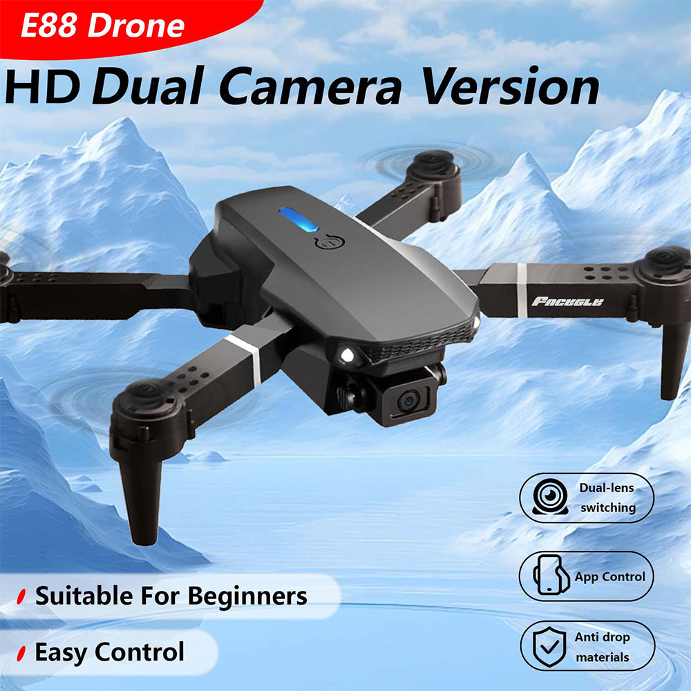 Drone jouet FACEGLE E88 - Quadricoptère pliable - Double caméra haute définition