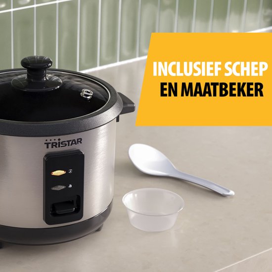 Cuiseur à riz Tristar 1 L - RK-6146 - 4 à 6 personnes - Protection contre la cuisson à sec, fonction de maintien au chaud - Cuve amovible