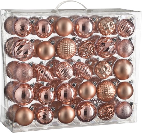 Set de boules de Noël House of Seasons - 60 pièces - Ø7 cm - Incassable - Rose