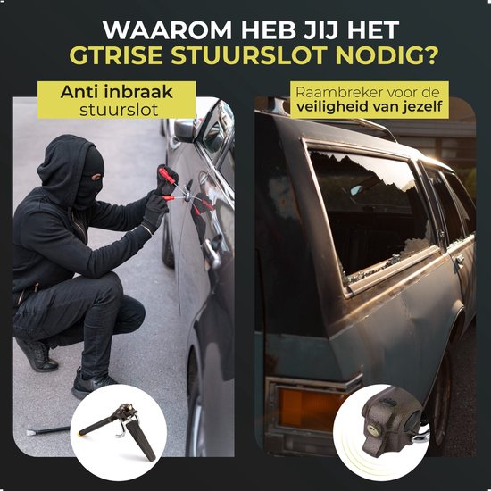 Gtrise Steering Lock For Car - Stoplock - Car - Motorhome - Pro - With Ebook & Storage Bag