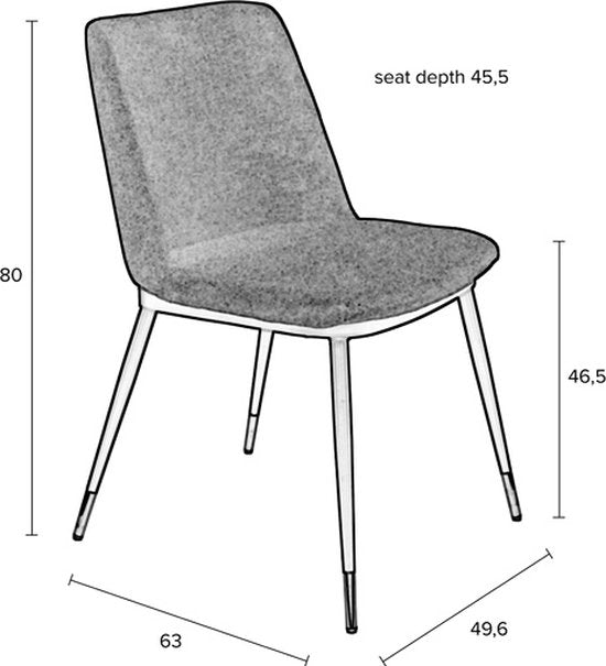 Chaise de salle à manger en tissu beige - 63x49.6x80cm - Lionel - Giga Meubel