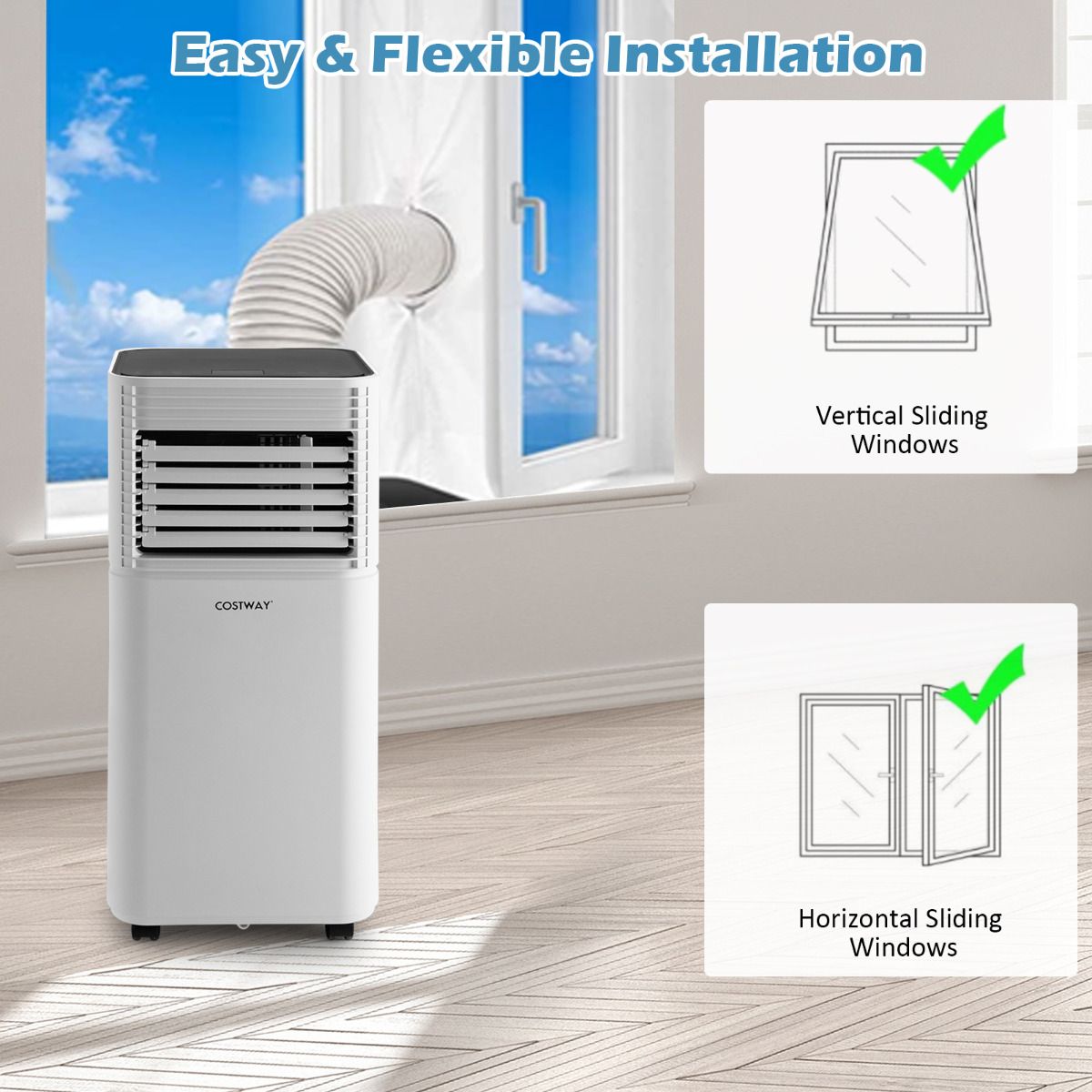 Climatiseur portable Coast 4-en-1 - 7 000 BTU - 15 m² - Refroidisseur d'air, déshumidificateur et ventilateur - Noir