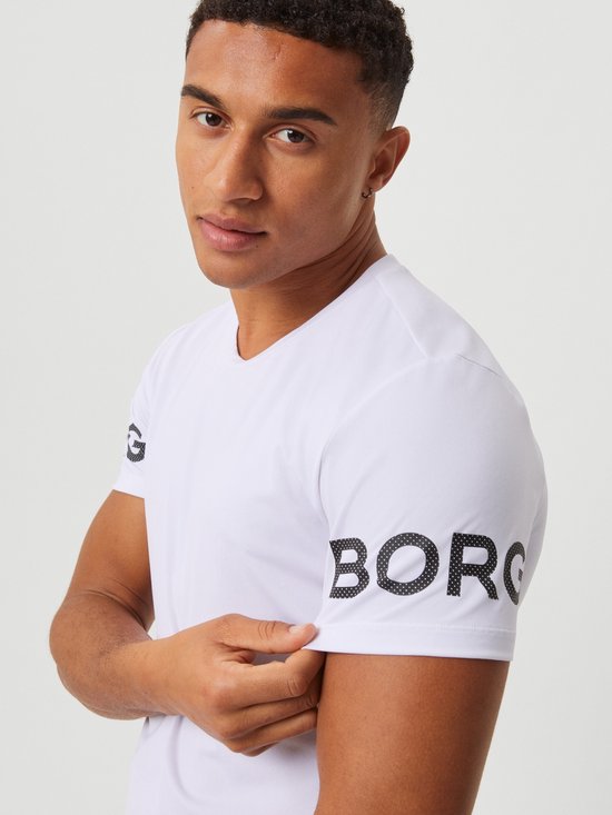 T-shirt de sport Björn Borg pour homme, manches courtes - Blanc - Polyester recyclé - Taille L