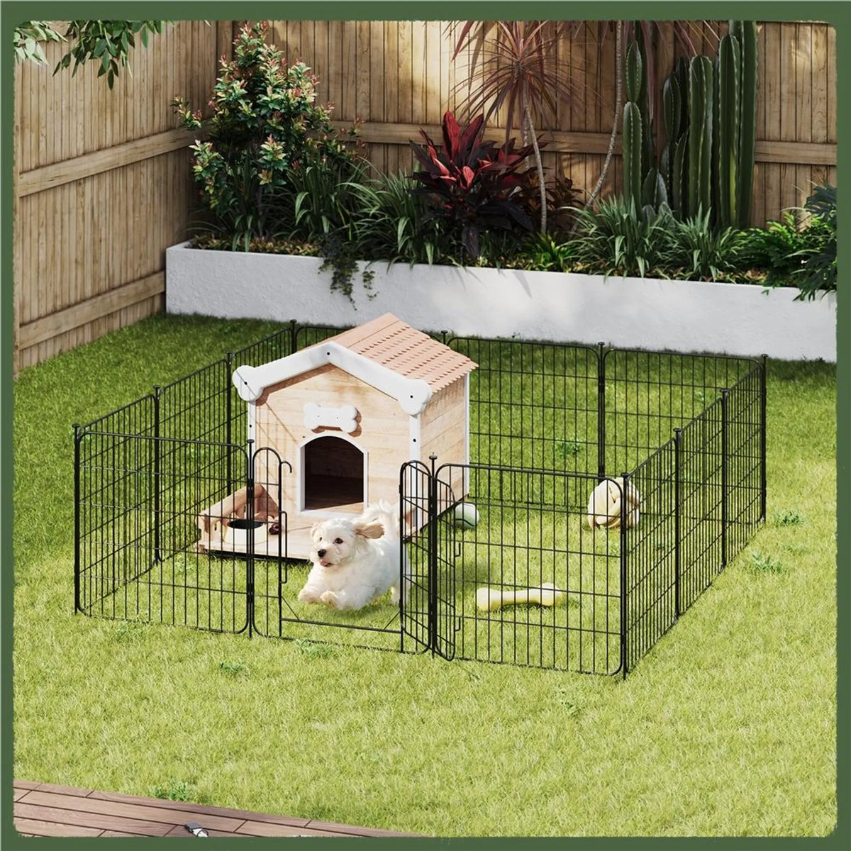 Yaheetech : enclos pour chien sûr et modulable, composé de 8 éléments, 60 cm – Noir mat – Métal