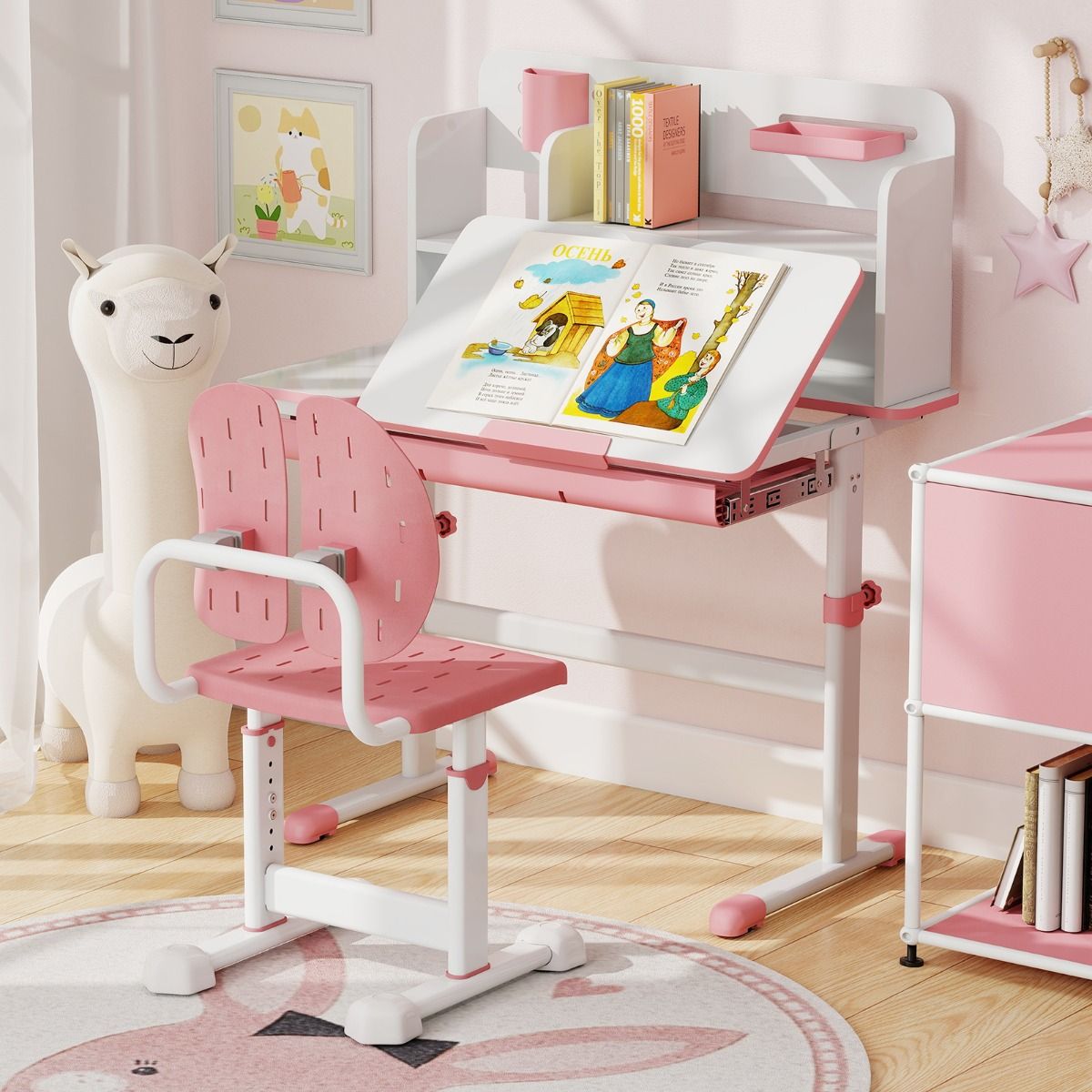 Chaise haute réglable Coast - Double dossier - Ergonomique - Rose
