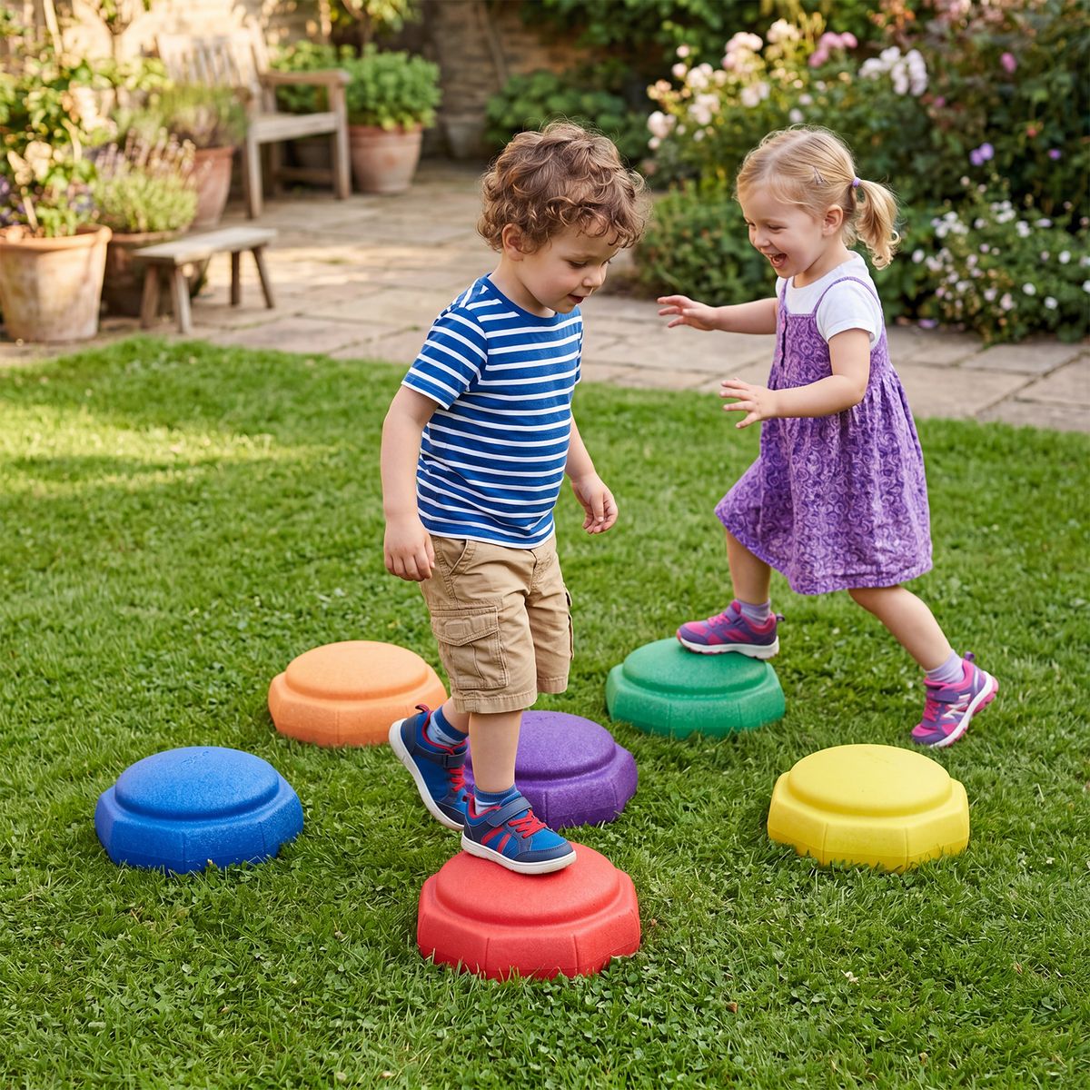 Coast Pierres d'équilibre pour enfants - lot de 6 pièces - antidérapantes - empilables - multicolores