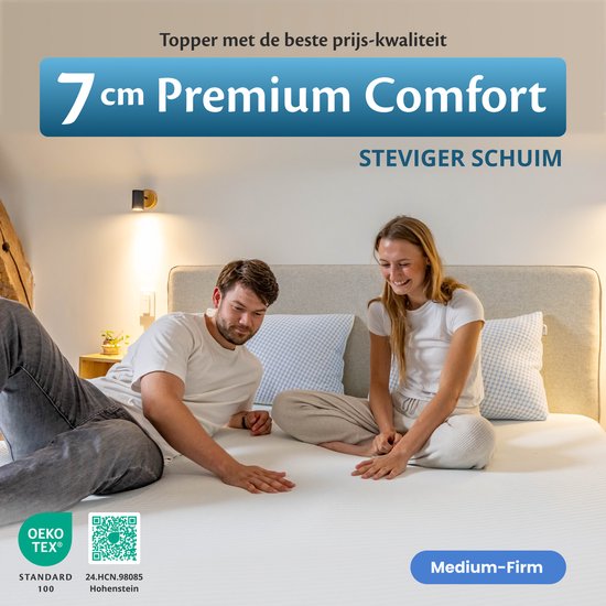 Surmatelas Ella Firm 90 x 200 cm - Surmatelas de 7 cm - Surmatelas en mousse à mémoire de forme imprégnée de gel et mousse Aircell - Dureté : ferme